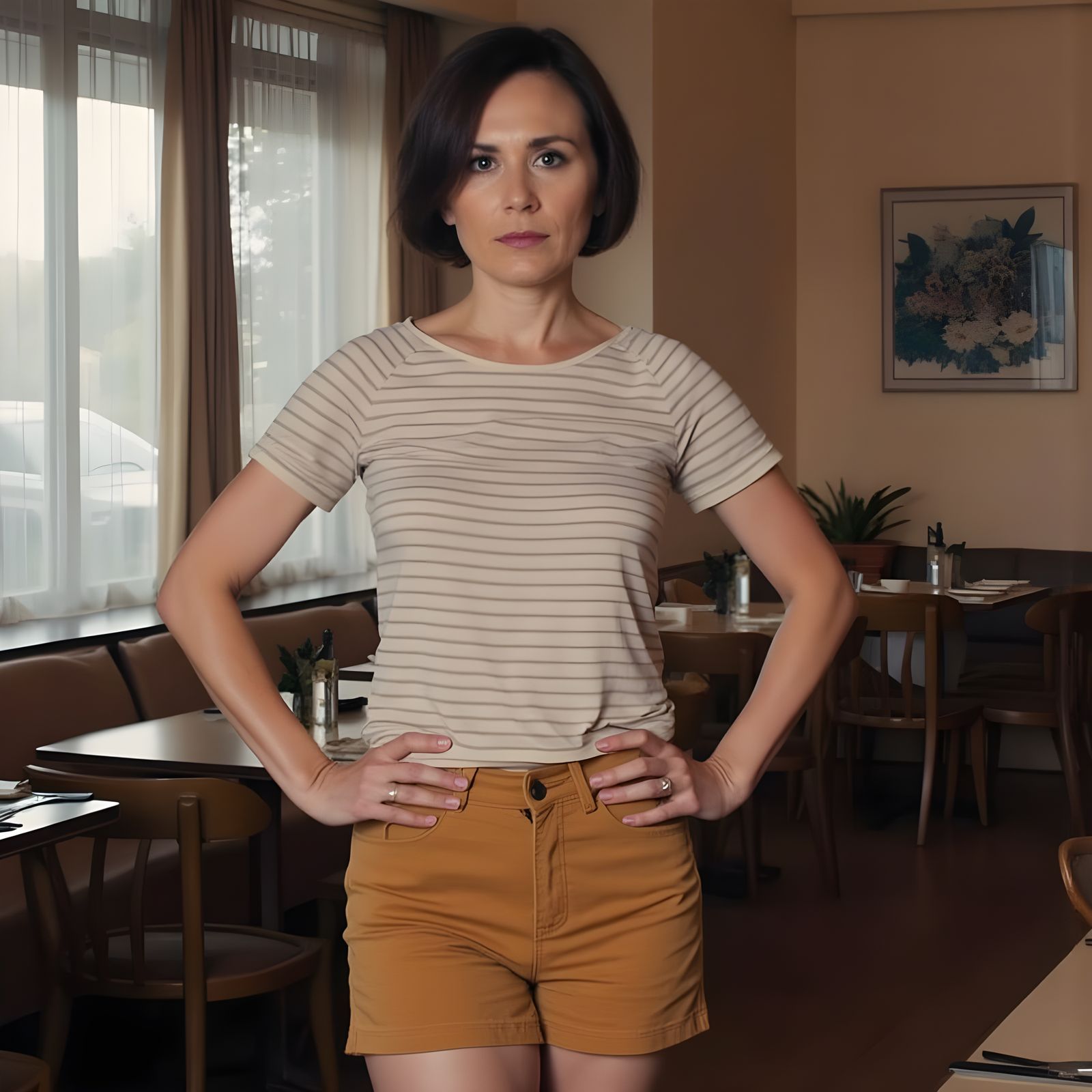 Confident Woman in Casual Restaurant