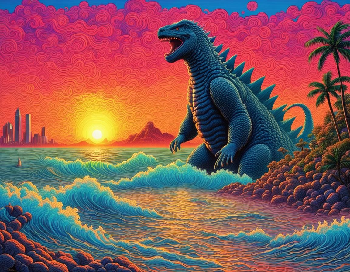 Anonymous Ray seeing Godzilla on the beach