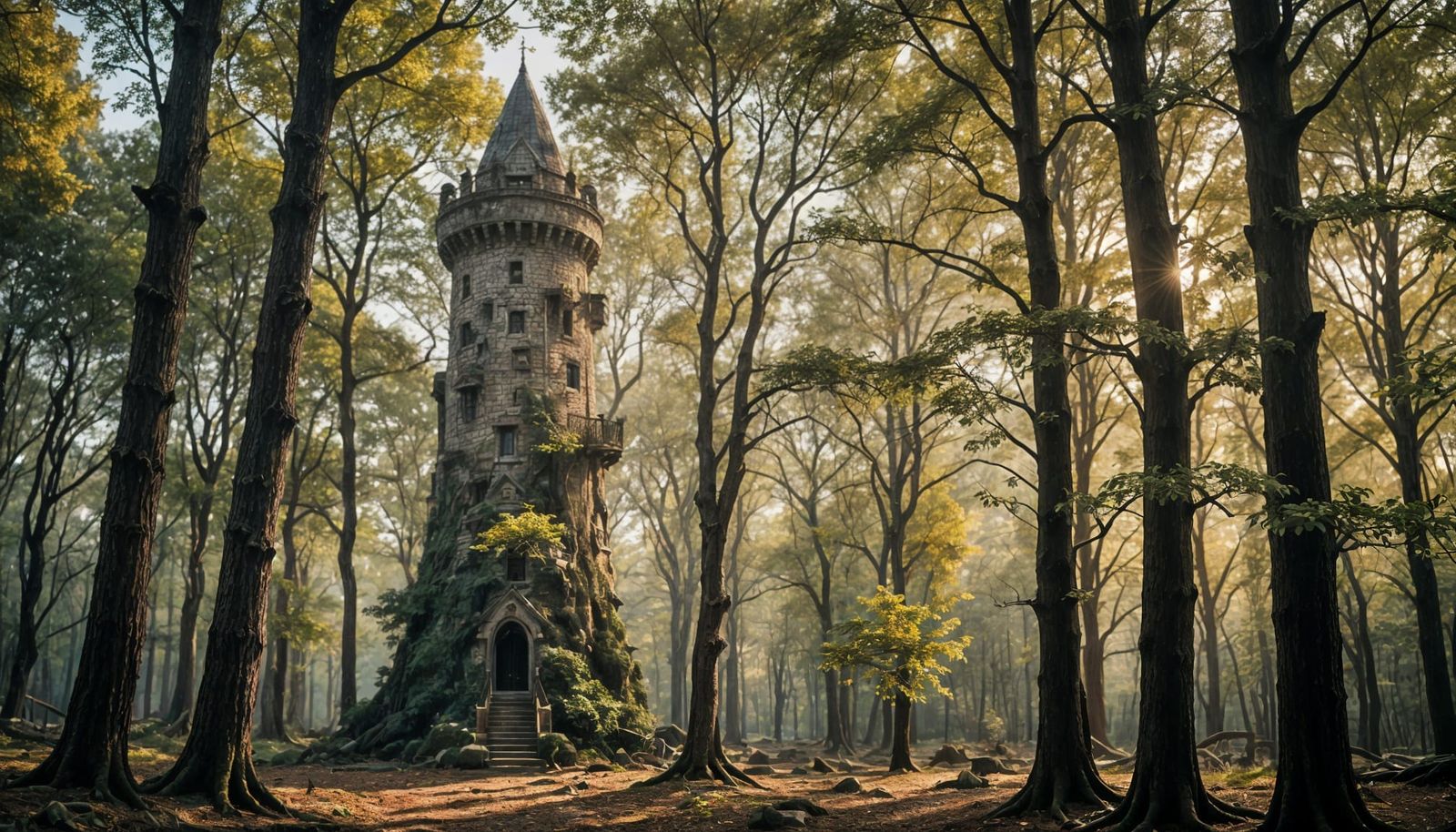 Majestic Wizard's Tower Amidst the Forest