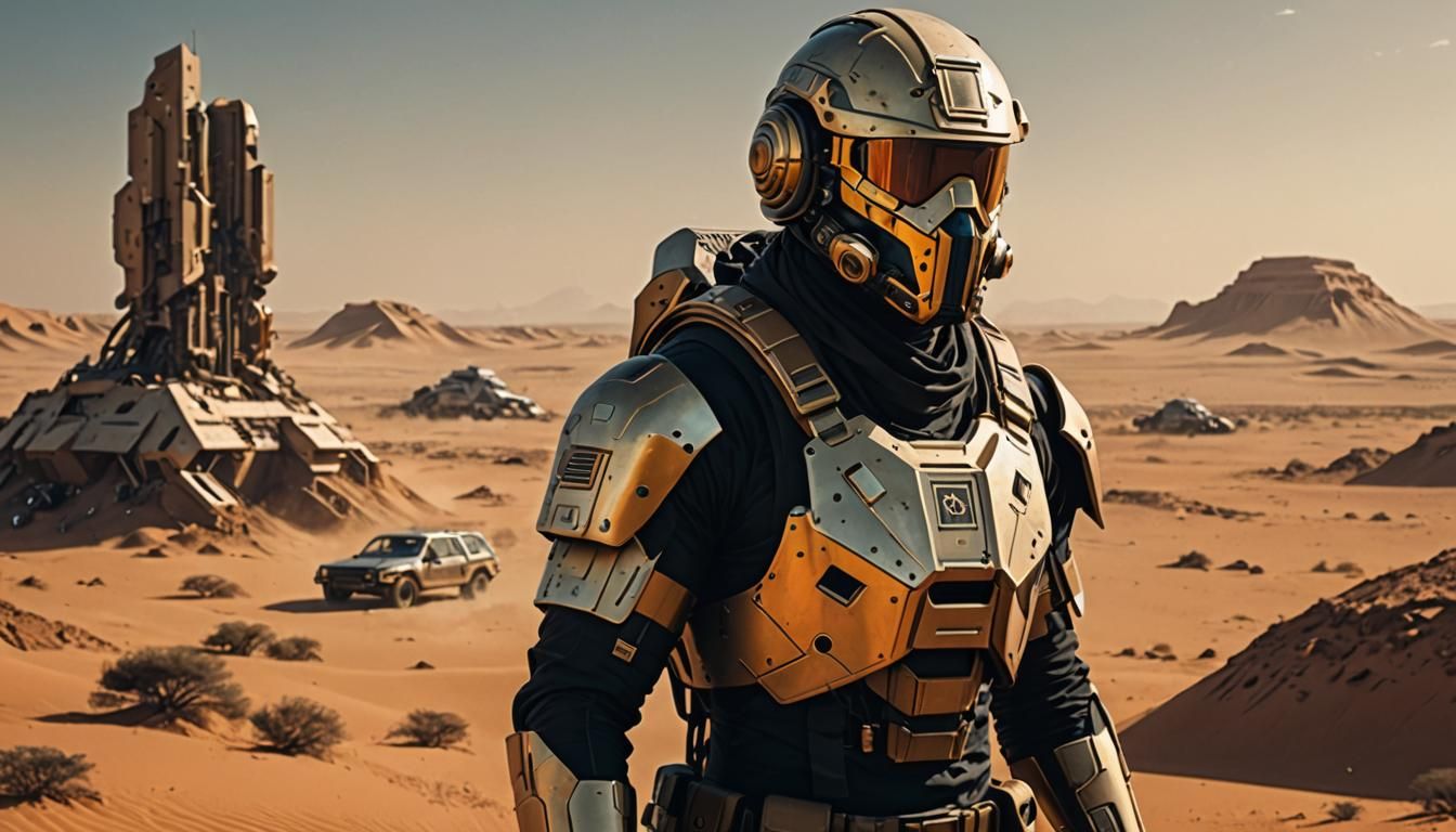 Dystopian Soldier in Cassette Futurism Style