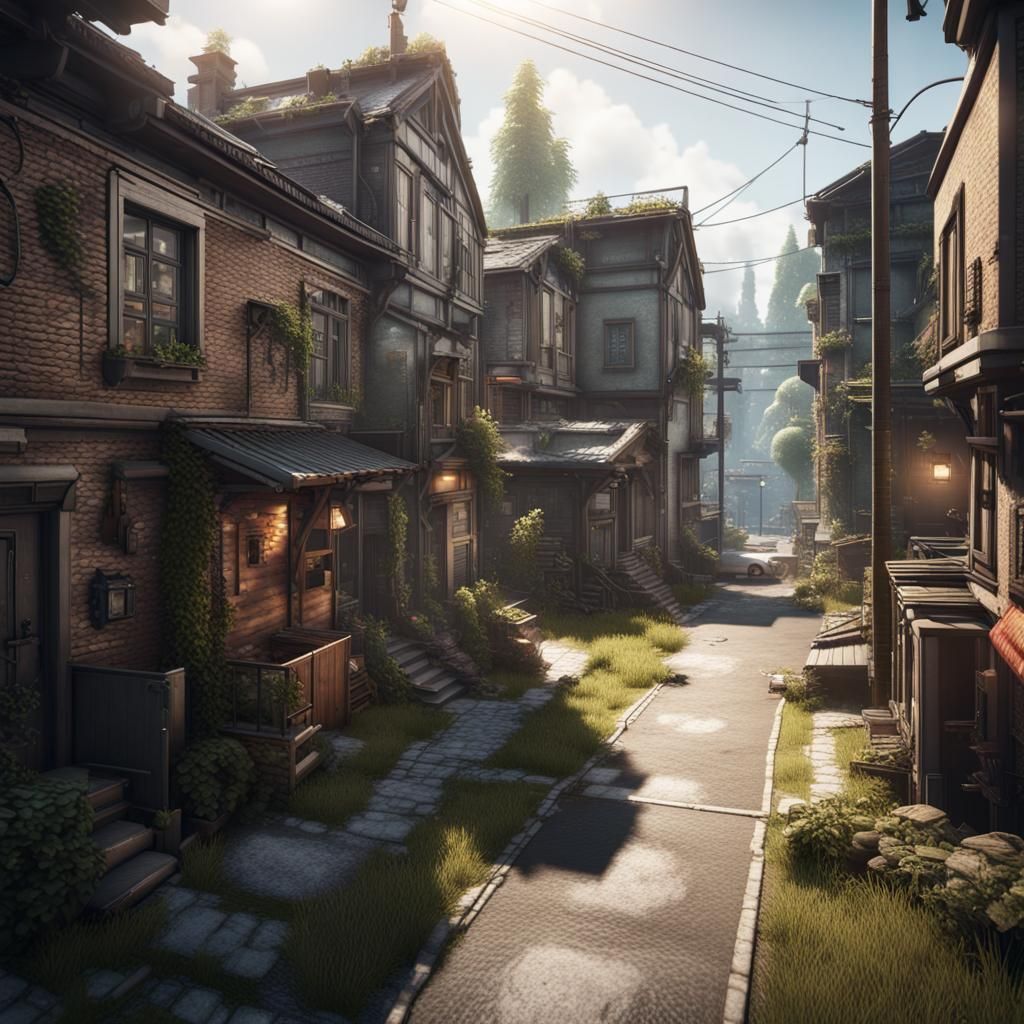 Modern Residential Area with 3D Game Cinematic Graphics