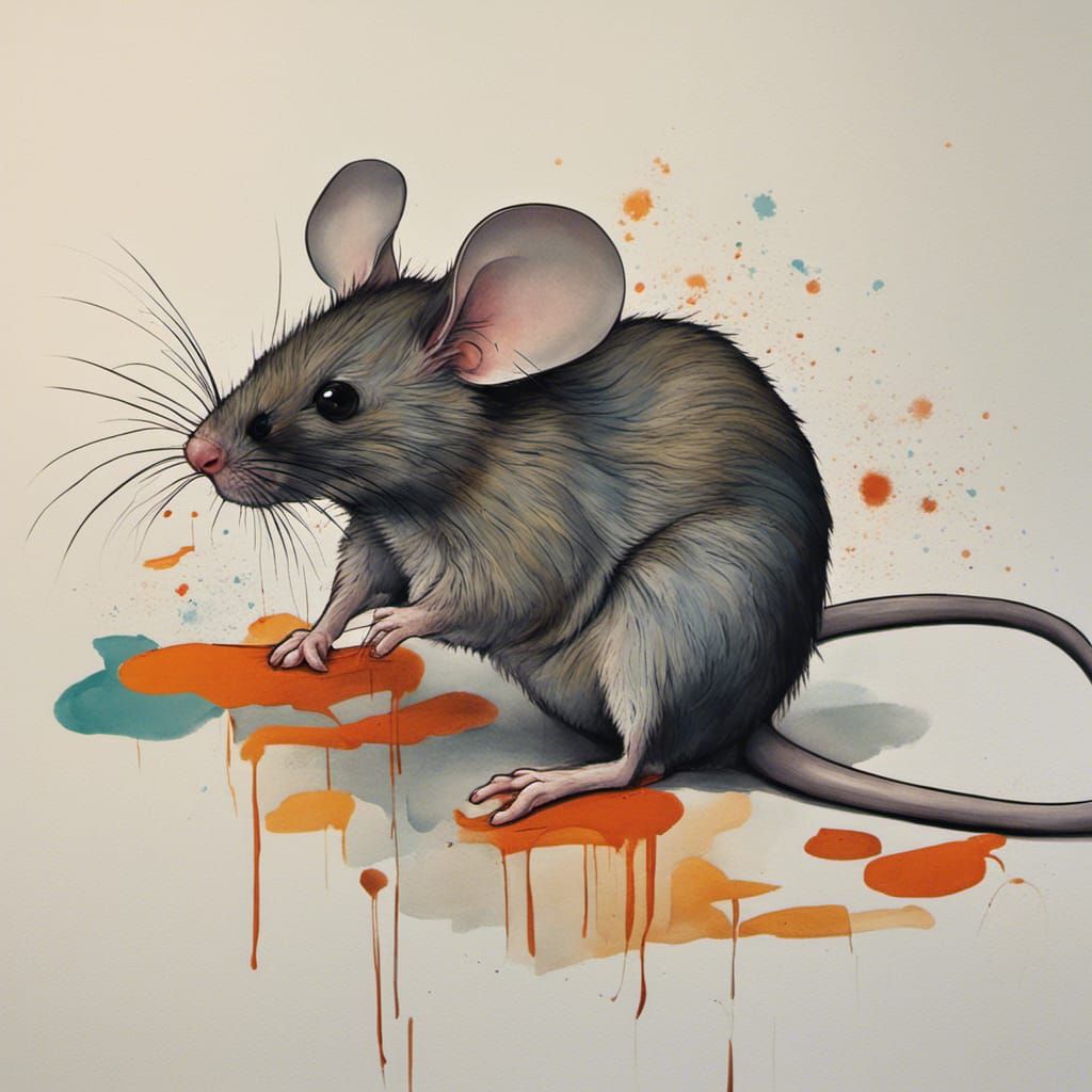 Abstract Mouse Portrait in Complementary Colors