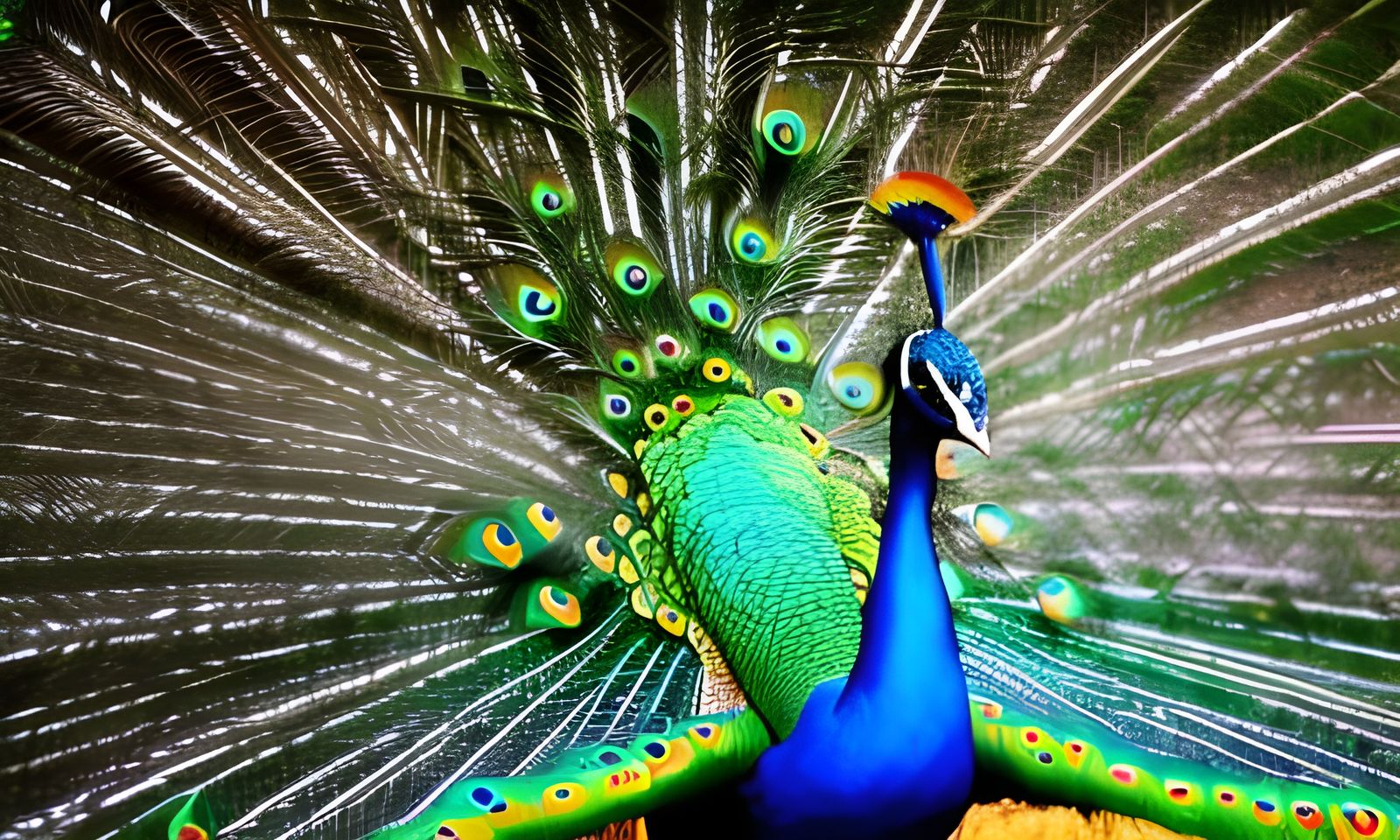 Majestic Peacock Displays its Colorful Plumage