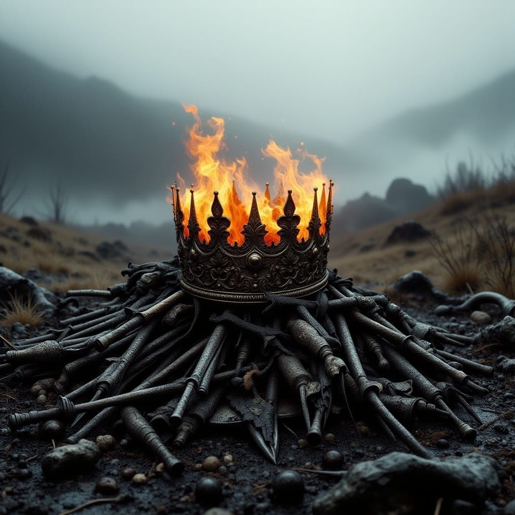 Burning Crown on Scottish Battlefield