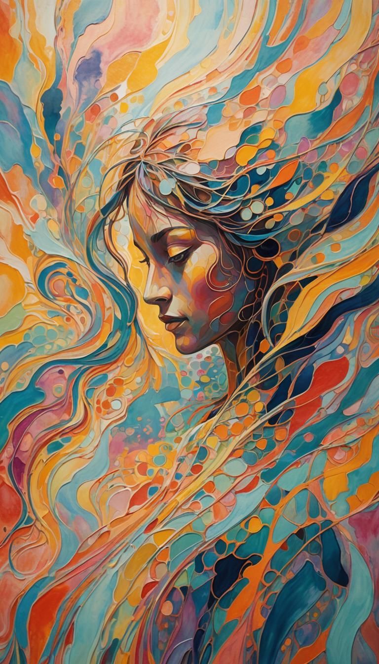 Ethereal Woman's Silhouette in Abstract Expressionism