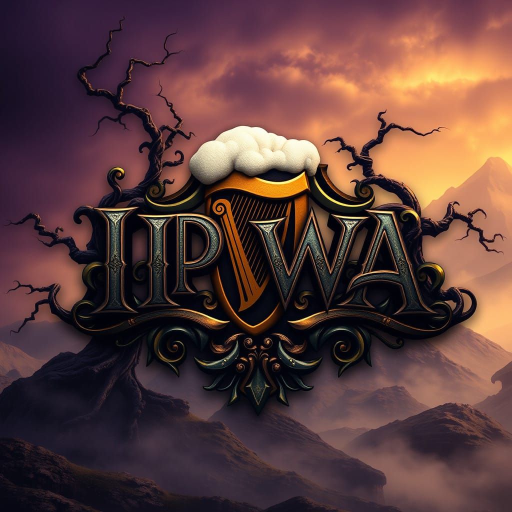 Majestic Celtic-Inspired Logo Featuring Guinness Elements in...