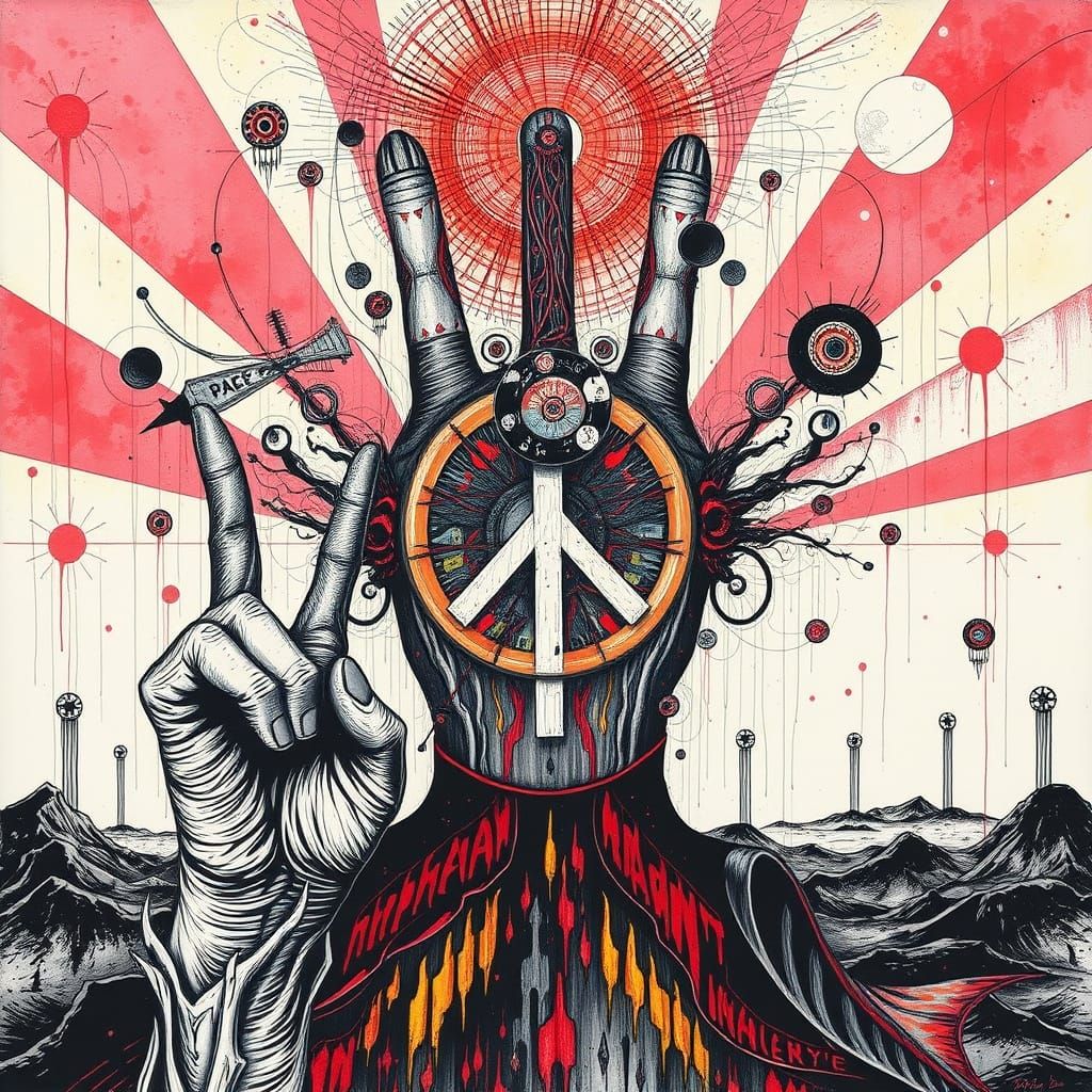 Wacky Hypercomplex Sci-Fi Surrealism Ink Painting