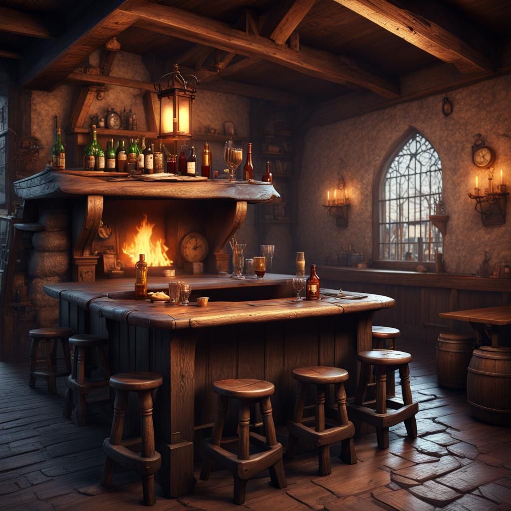 Fantasy Tavern Interior in Detailed Matte Painting