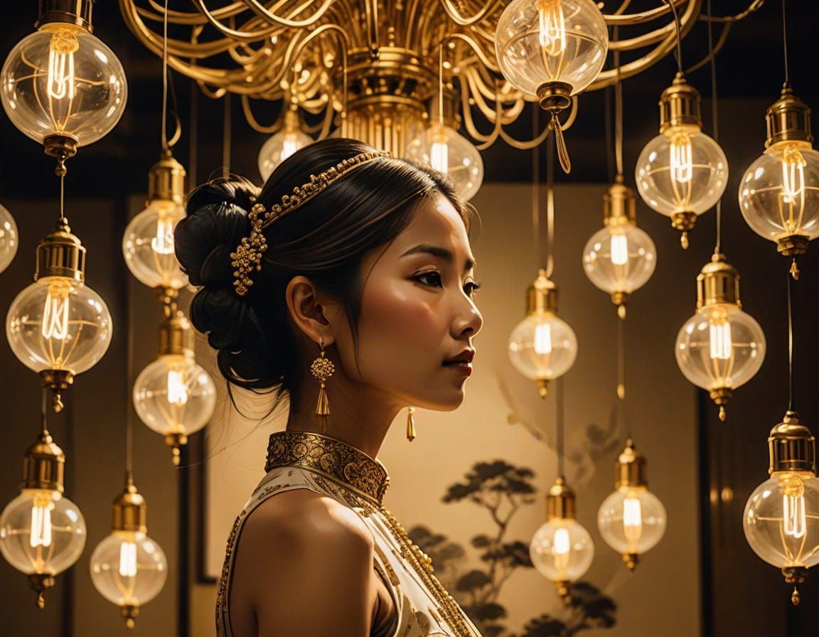 Dreamlike Woman in Indian Ink Style