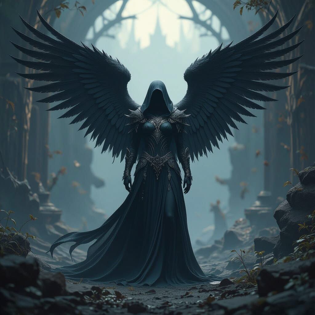 Fallen Angel in Dark Fantasy Matte Painting Style