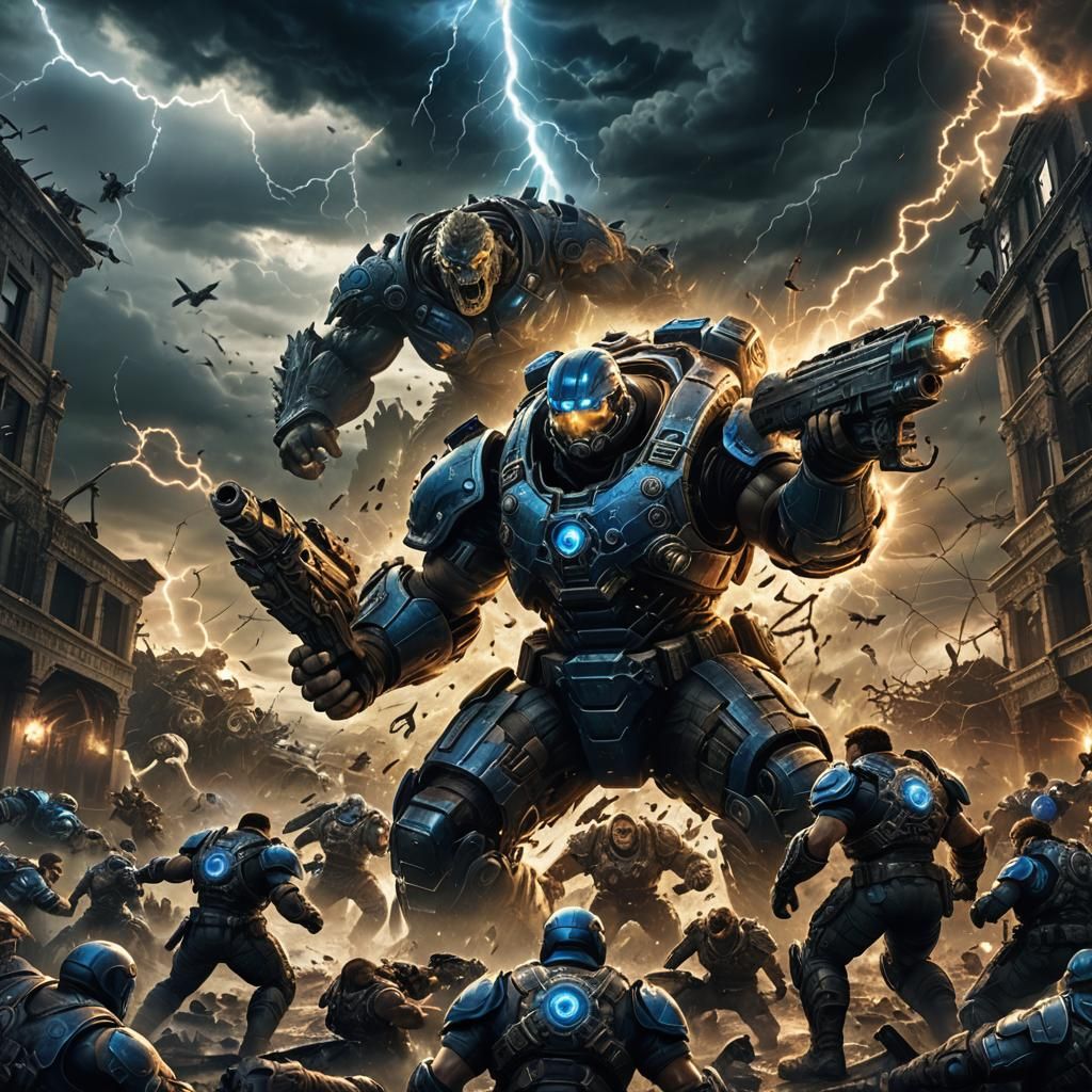 Gears of War Characters Fight Tornado Monsters