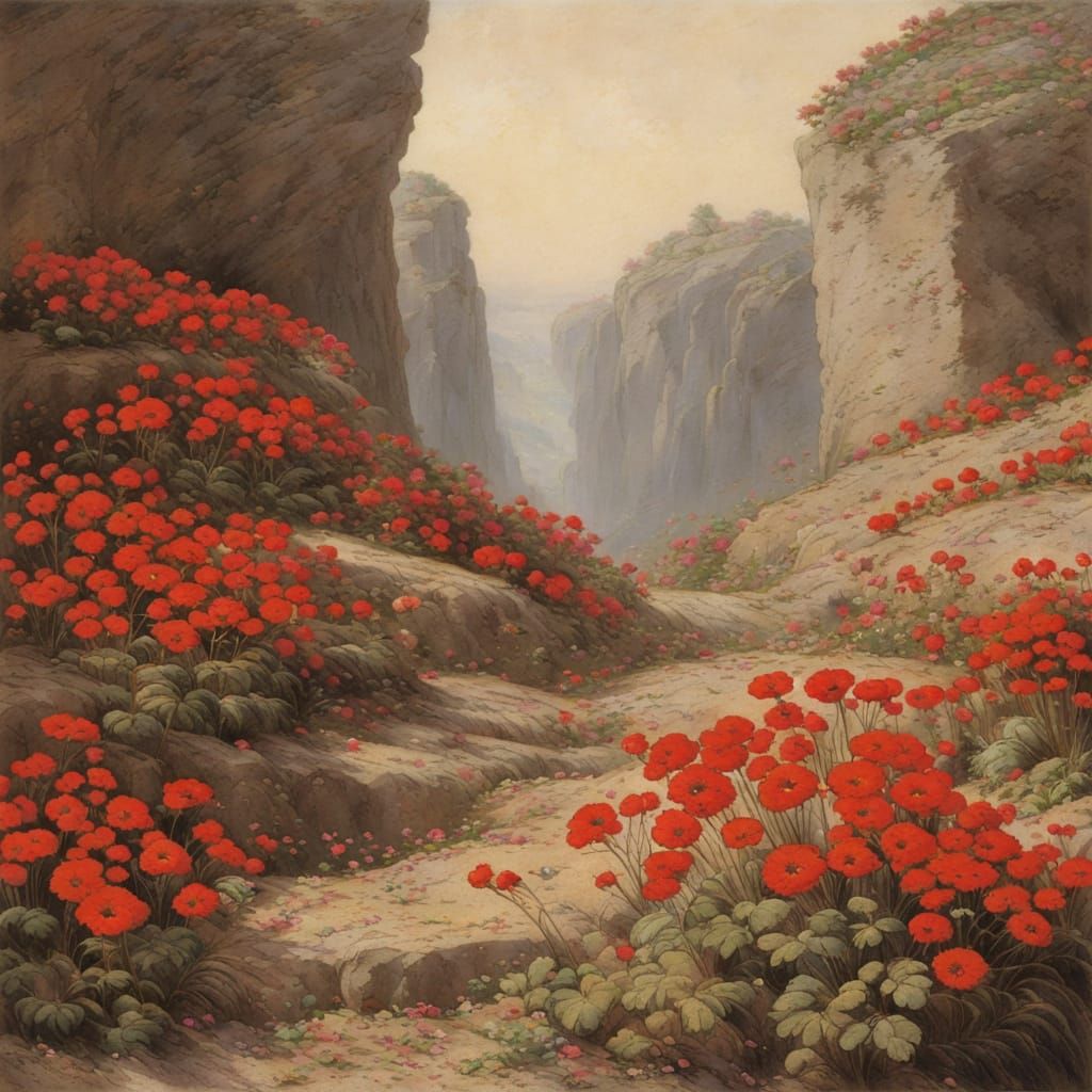 Anime Flower in Rocks Inspired by Constable
