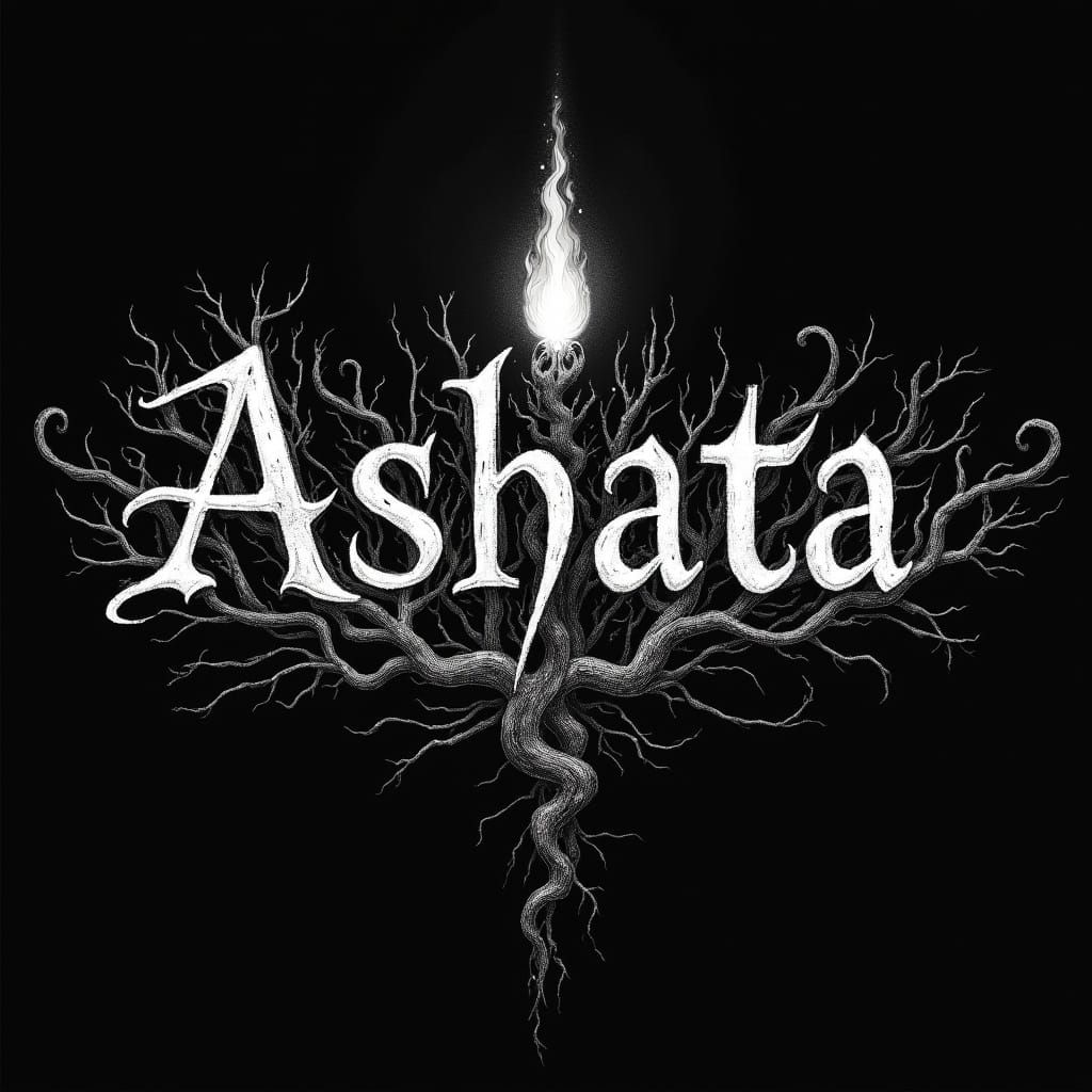 Dark Metal Logo with Ancient Avestan Script in Organic, Hand...