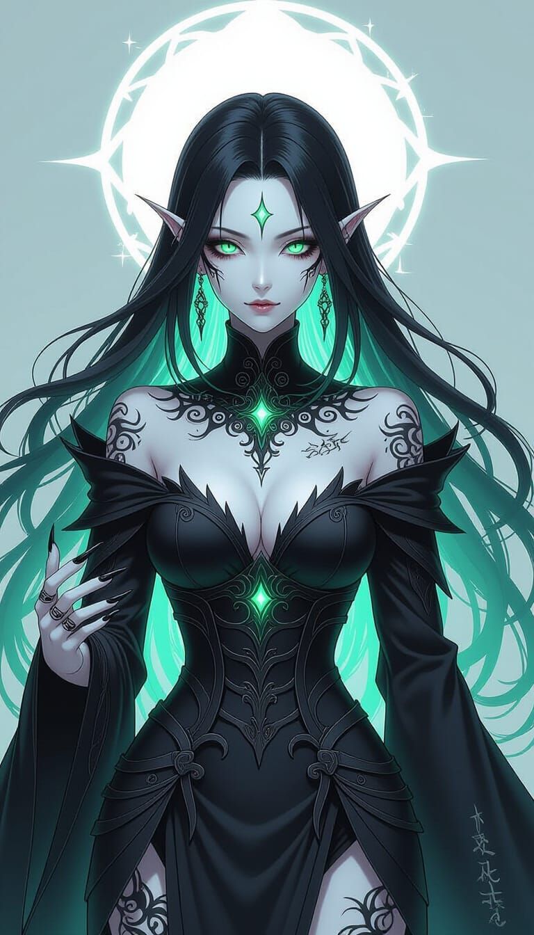 Fantasy Lich Queen Summons Undead Horde in Anime Style