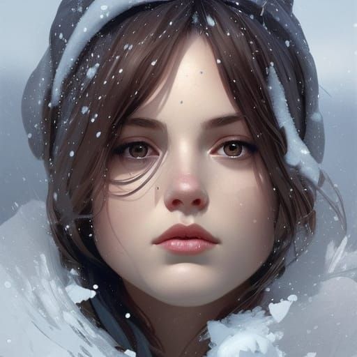 Detailed Snow Portrait in Hyperdetailed Style