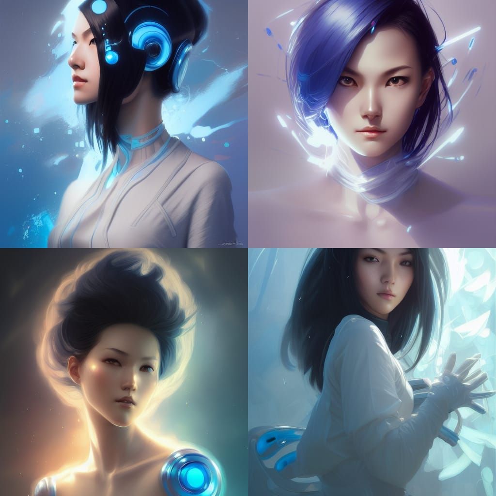 Cyberpunk Asian Female Robot Portrait in 8K