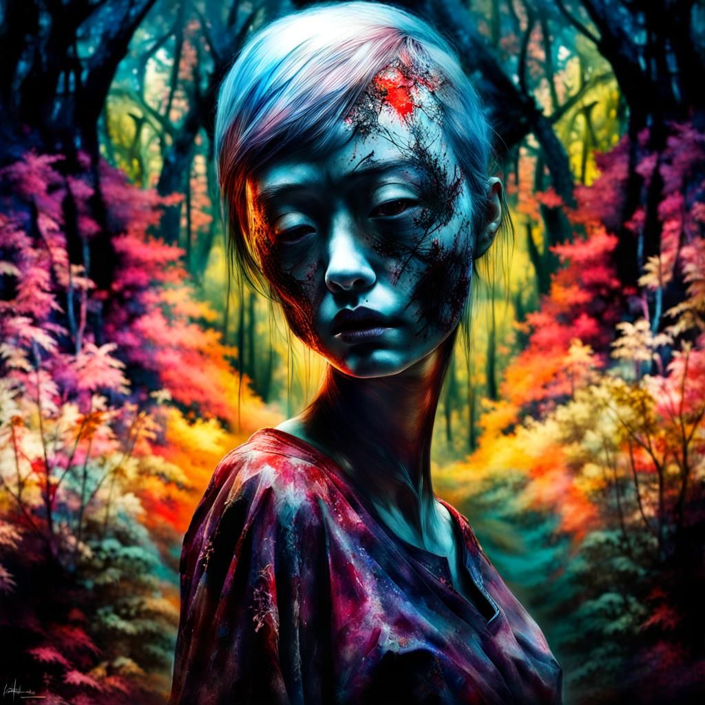 Macabre Cronenberg Monster in Japanese Watercolor Style