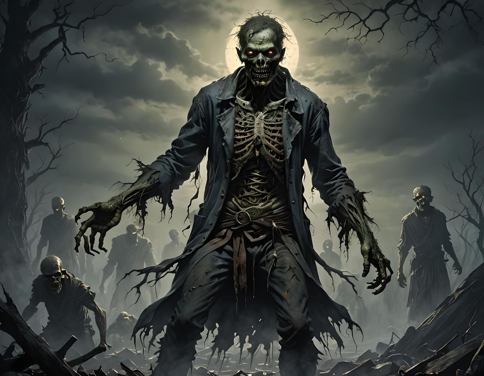 Ominous Zombie Figure in Dark Fantasy Art