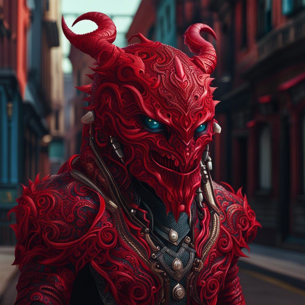 Red Wired Monster in Gothic Clothing, Splash Art