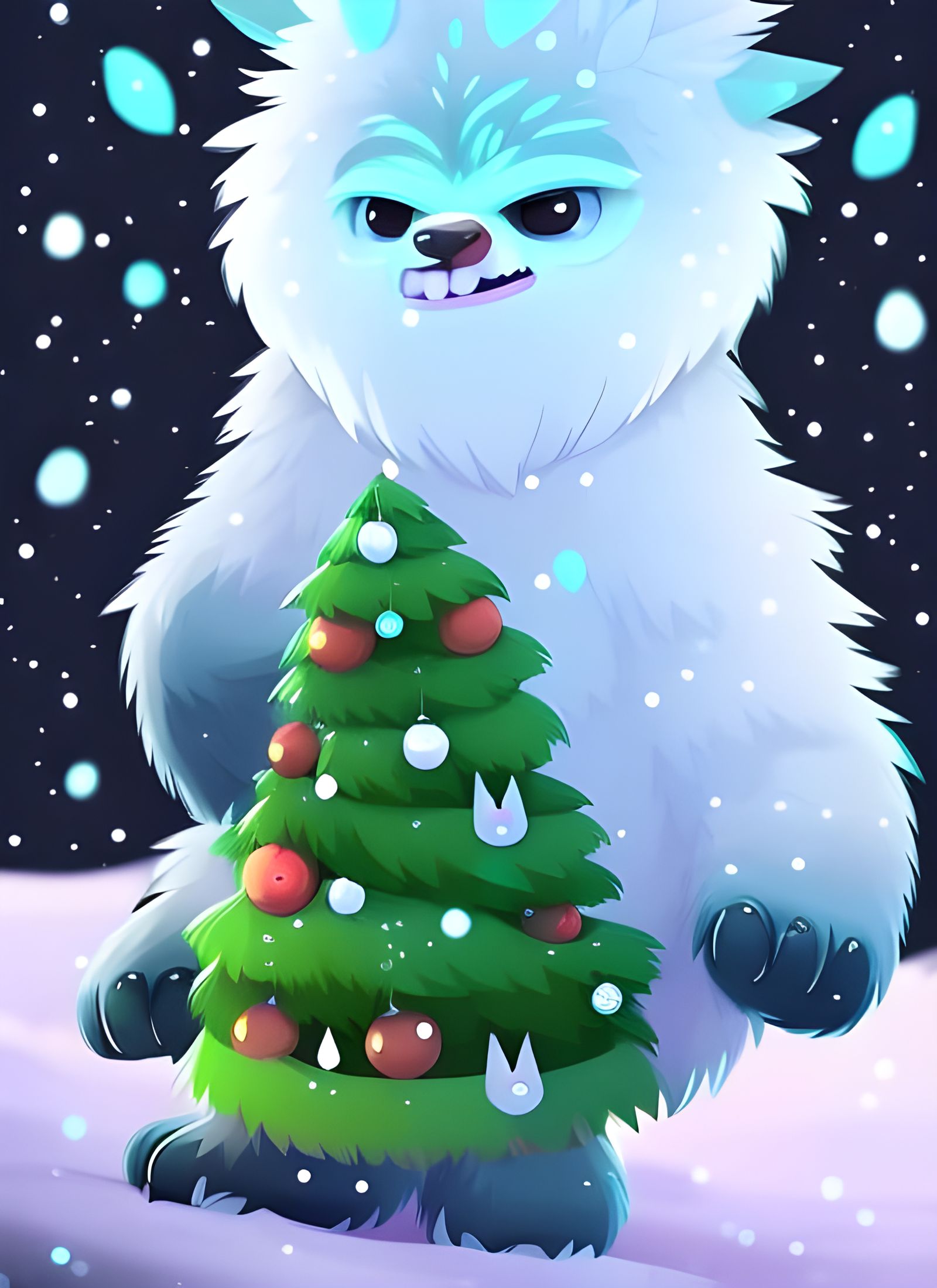 Cutest Christmas Yeti in Dreamworks Animation Style