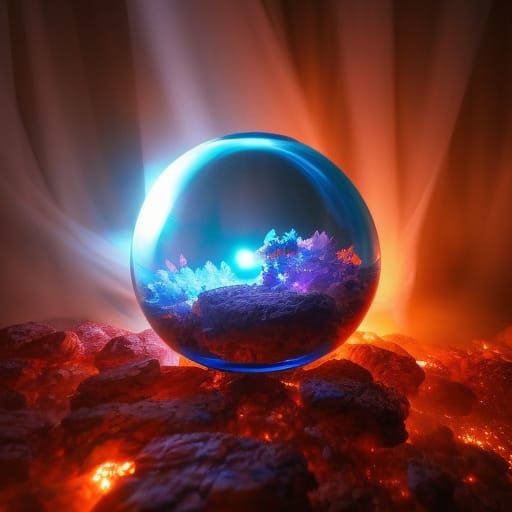 Chaos Star Storm in Globe Jar, Gothic Art