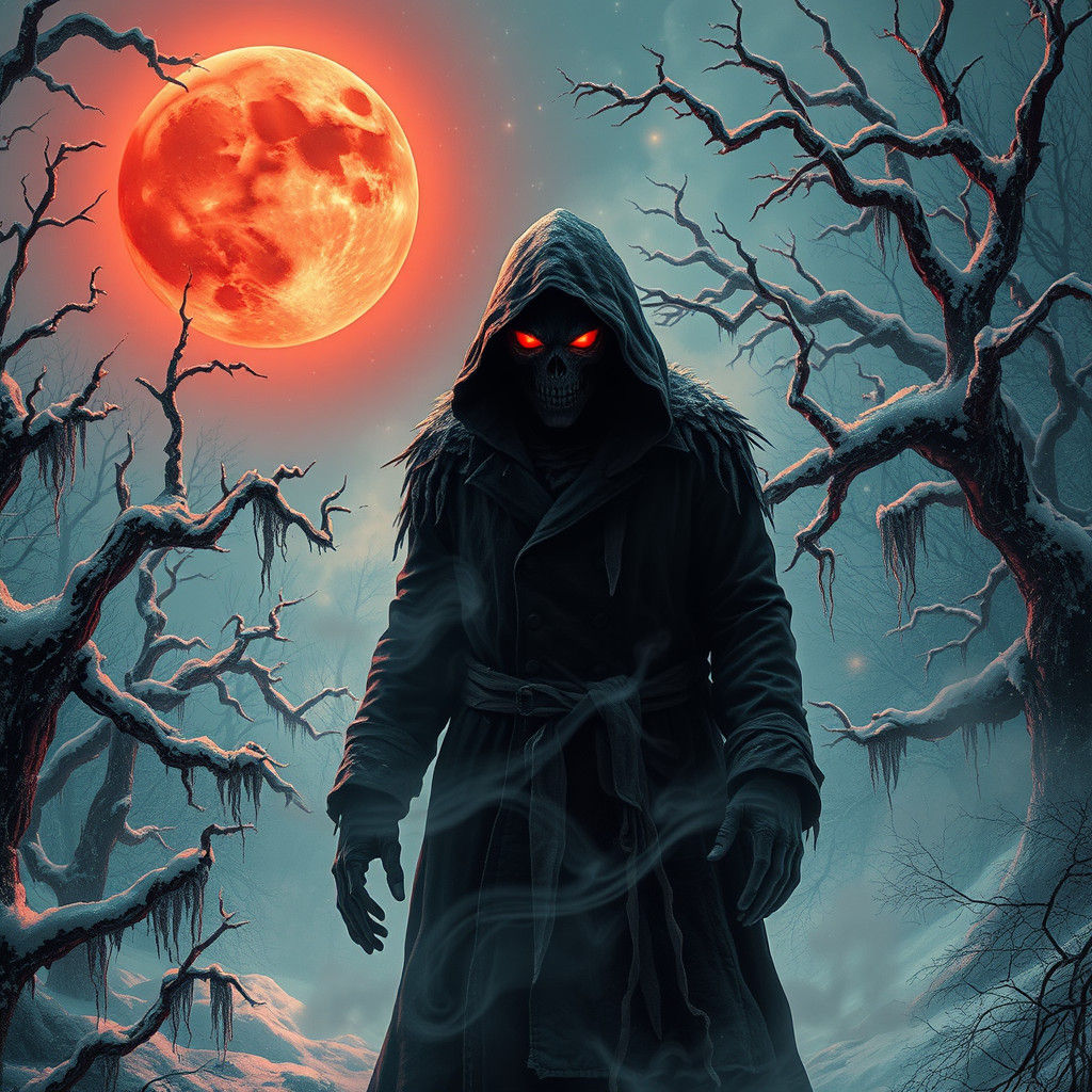 Haunting Winter Entity in Mystical Forest