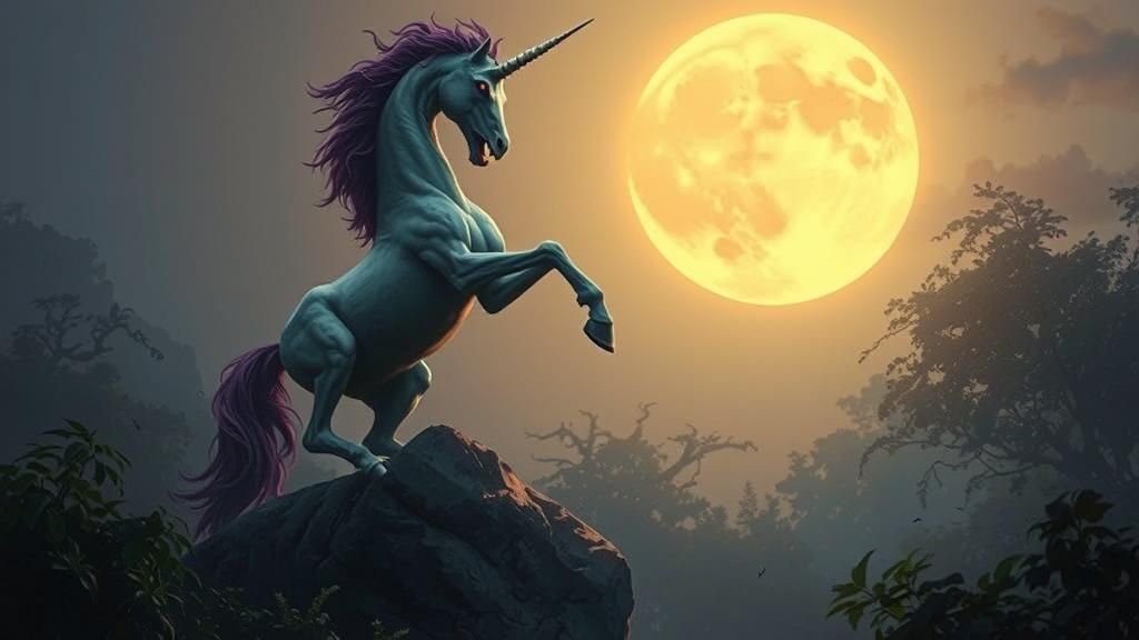 Demonic Unicorn in Mystic Jungle Graffiti Art