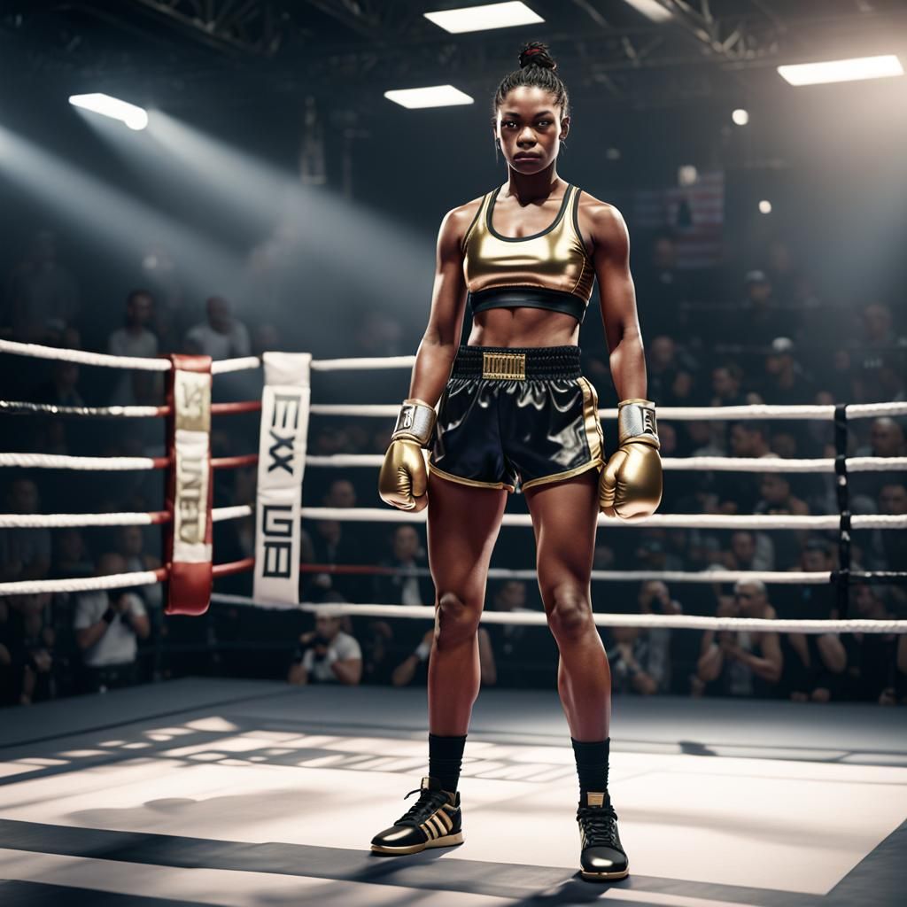 High-Fashion Boxer in Minimalist Ring: Fantasy Concept Art