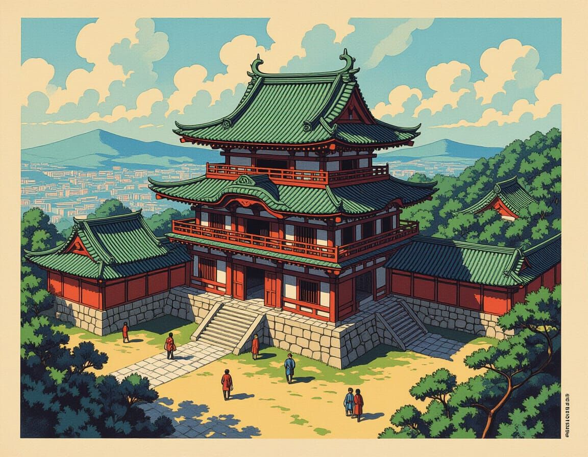 Japanese Daimio House Map in Vintage Fantasy Style