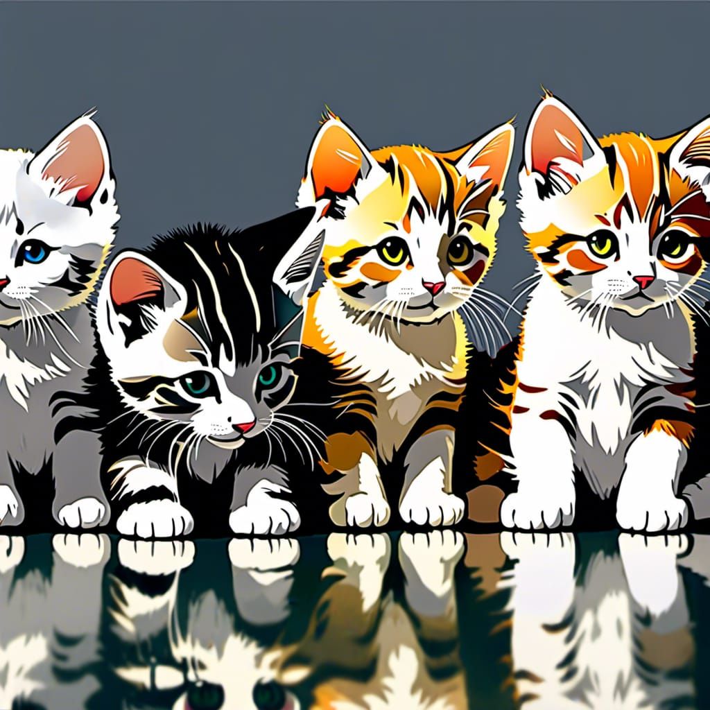 Minimalist Kitten Line Drawing in Pencil Sketch Style