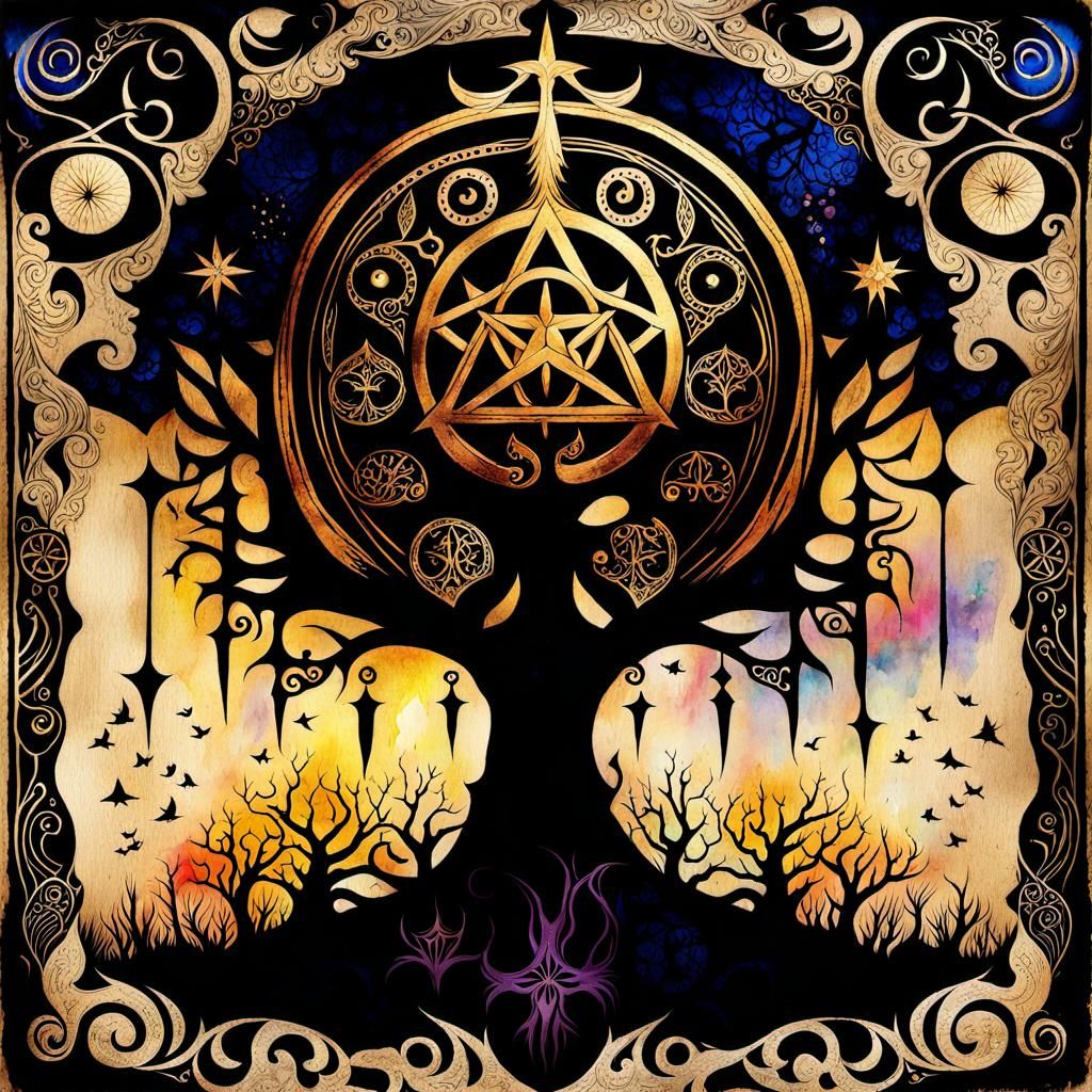 Watercolor Gothic Paper with Ancient Writings