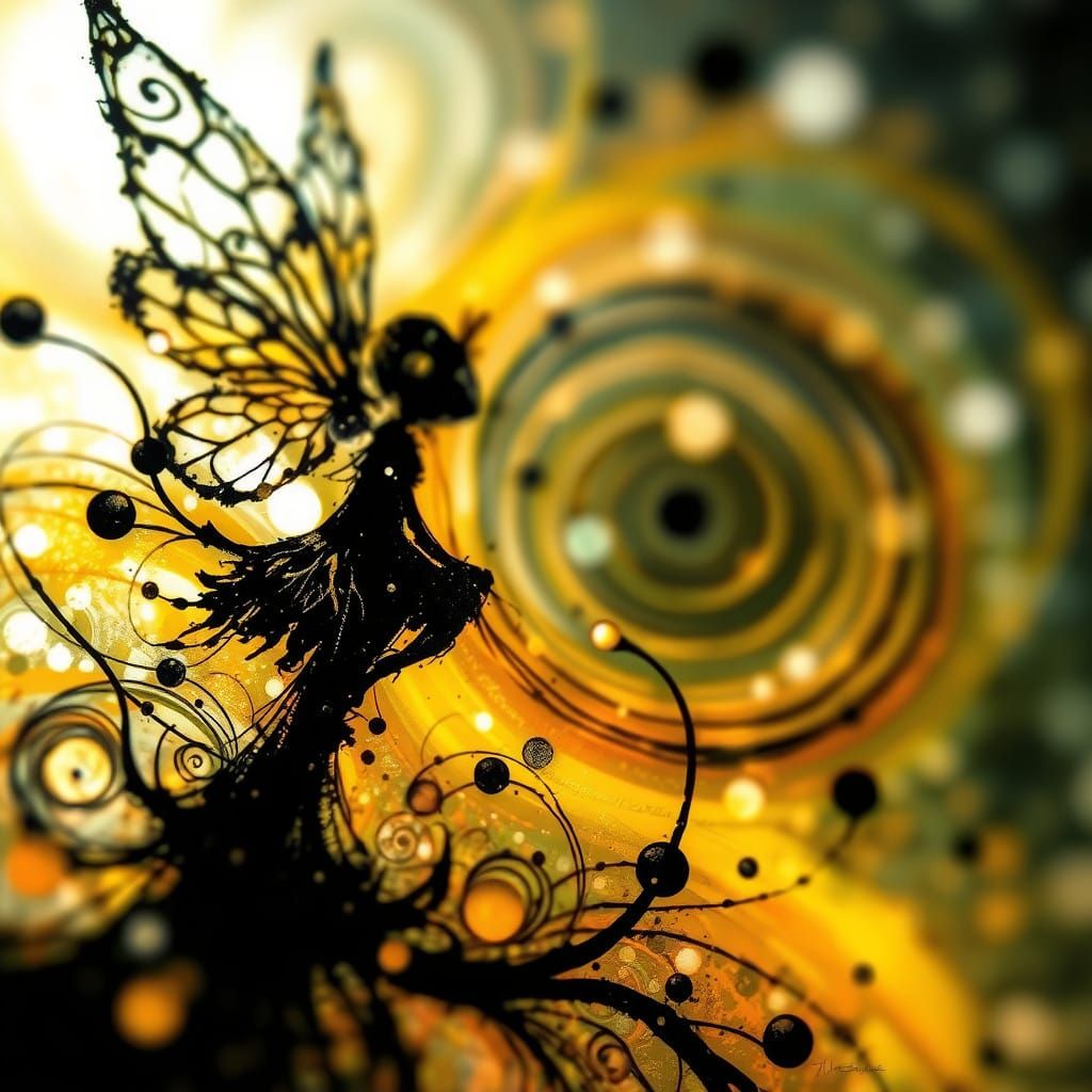 Intricate Fantasy Fairy in Cyberpunk Watercolor Style