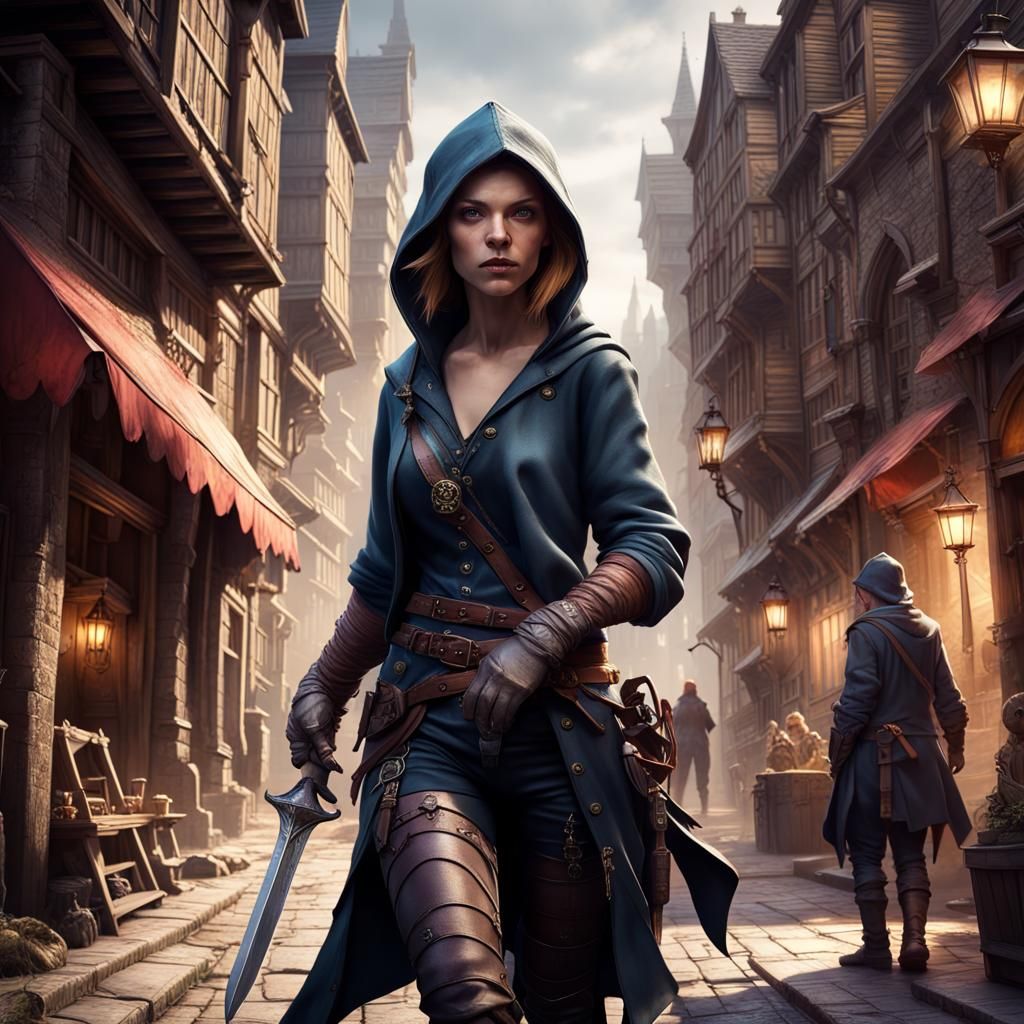 Grimdark Fantasy Thief in a Detailed Matte Painting