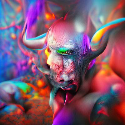 Psychedelic Demon Brothel Concept Art in Hell