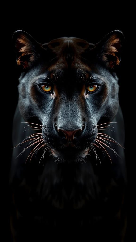 Photorealistic Black Panther Portrait with Dramatic Lighting
