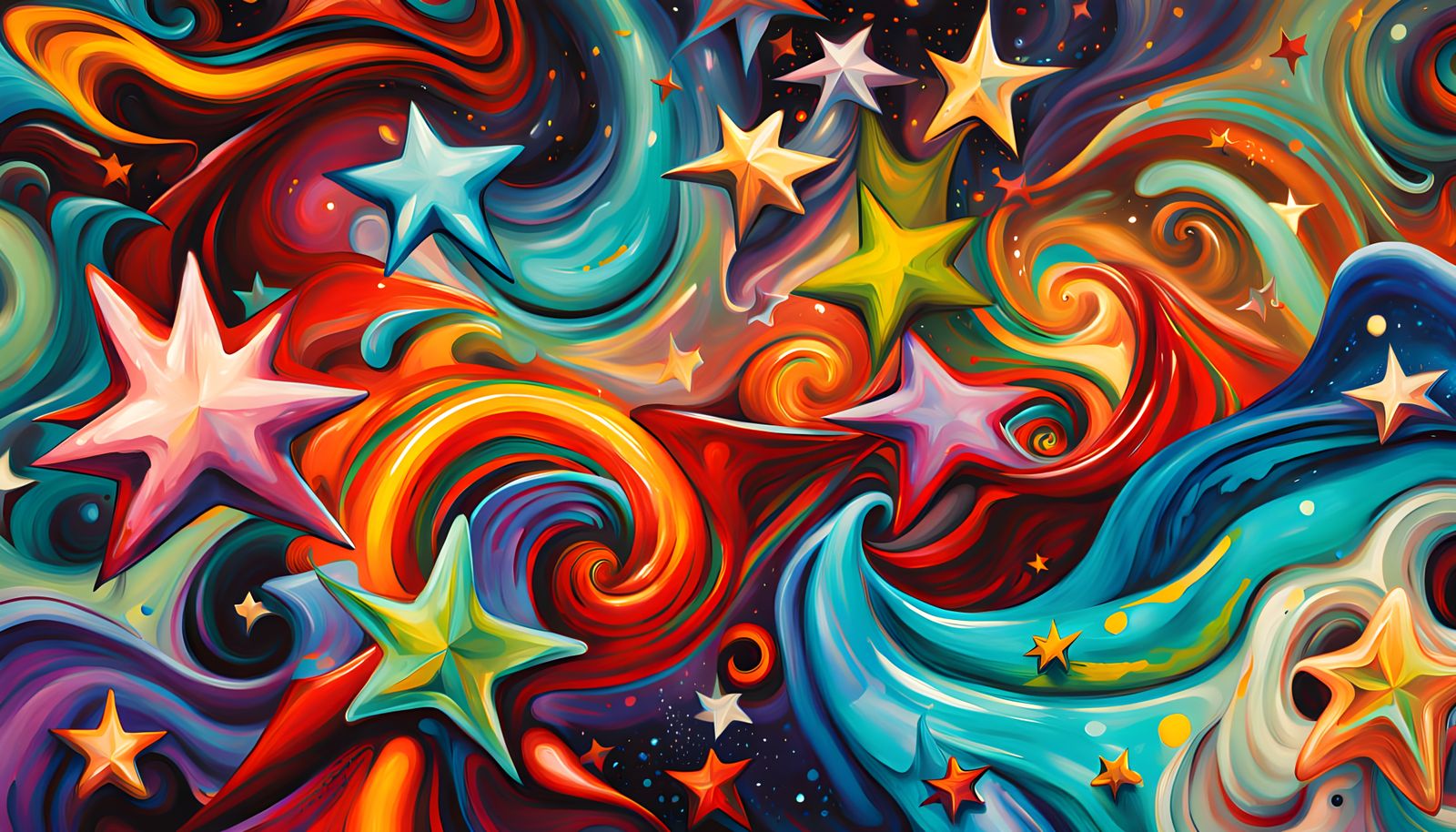 Cosmic Vortex Swirls in Iridescent Oil Painting