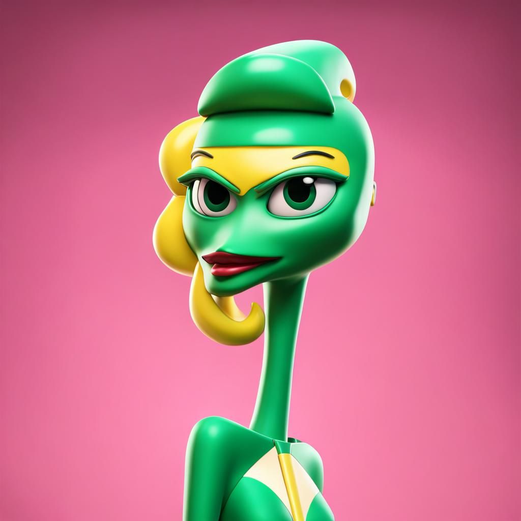Gwen Stefani as Gumby: Pixar-Style 3D Portrait