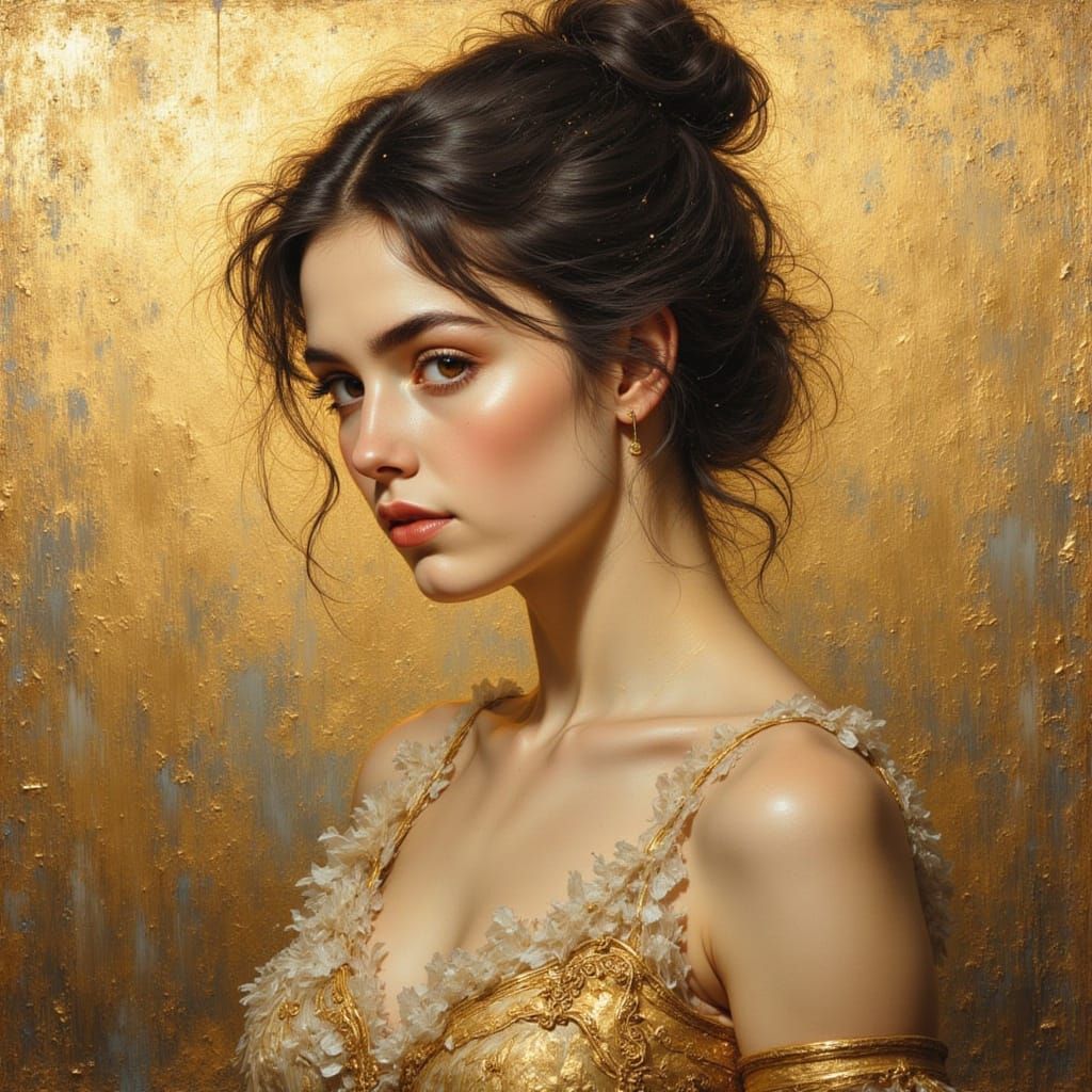 Gold and Silver Impressionist Oil Painting