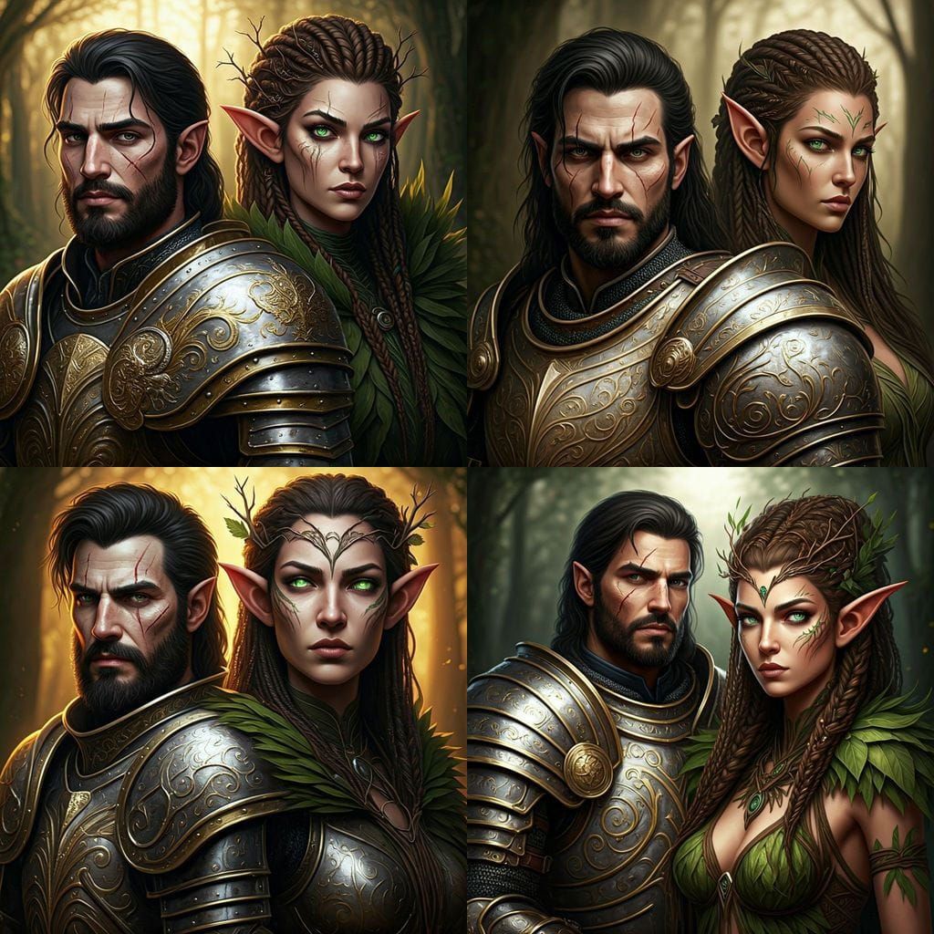 Fantasy Portrait of Paladin and Druid