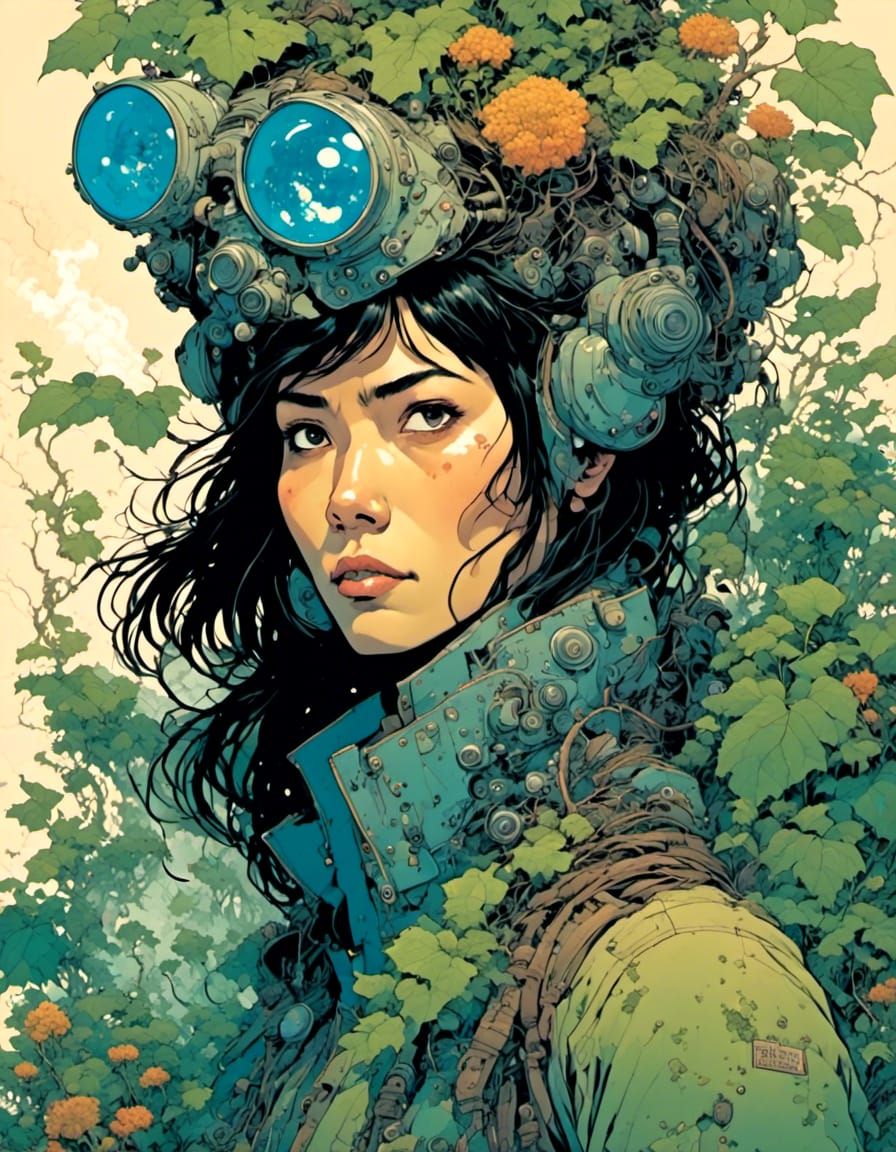 Taiwanese Terraformer on Alien Planet in Cyberpunk Style