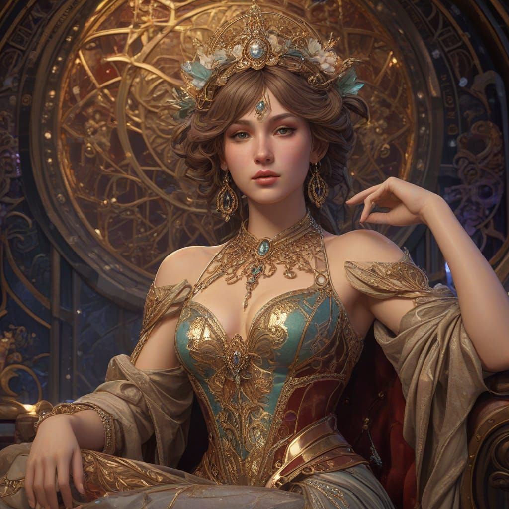 Regal Monarch in Opulent Velvet Portrait