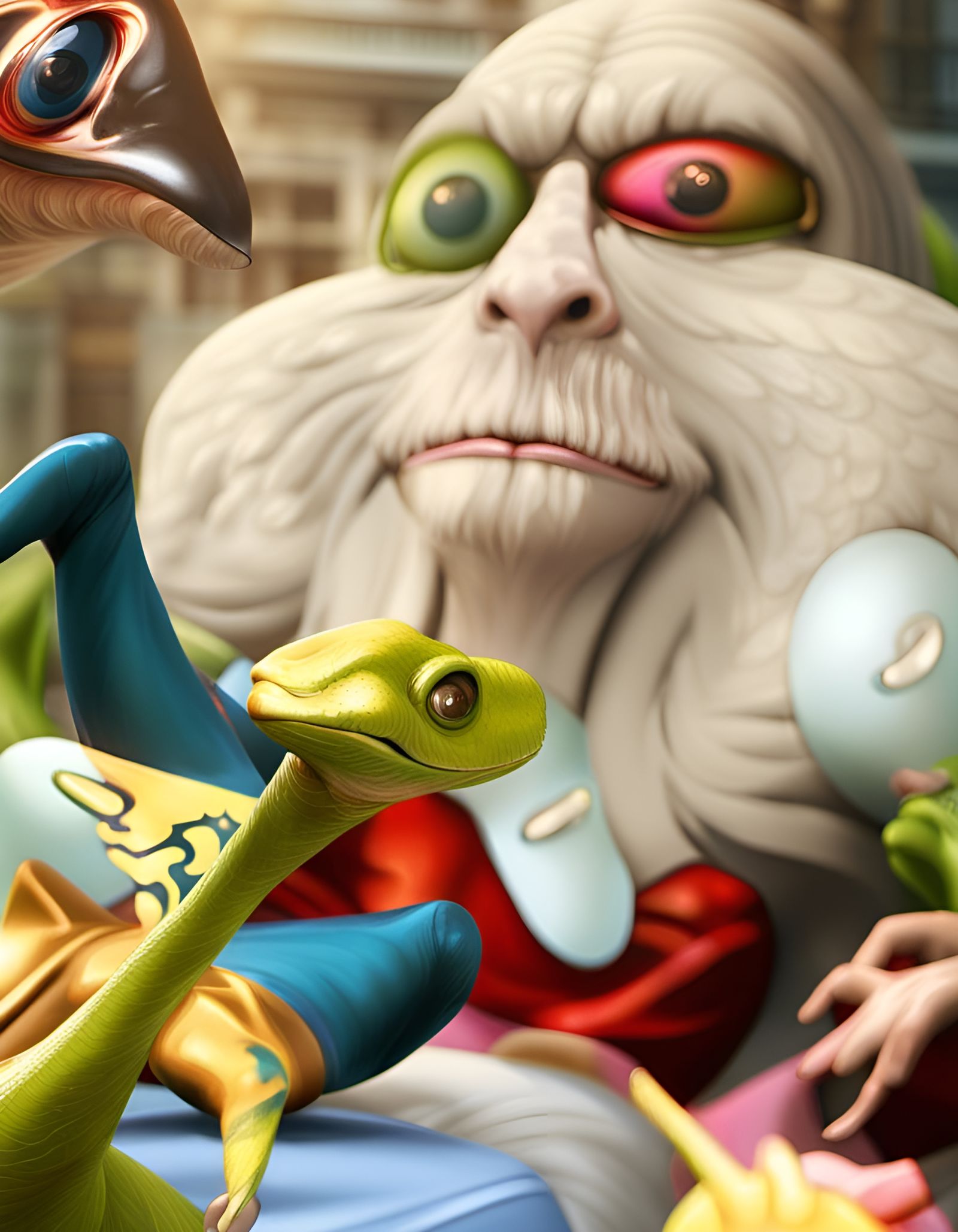 Futuristic Cityscape with Bizarre Creatures in 8k