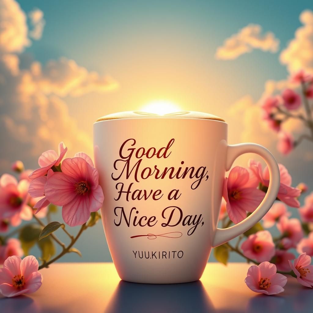 Floral Coffee Cup Logo in 3D Rendering