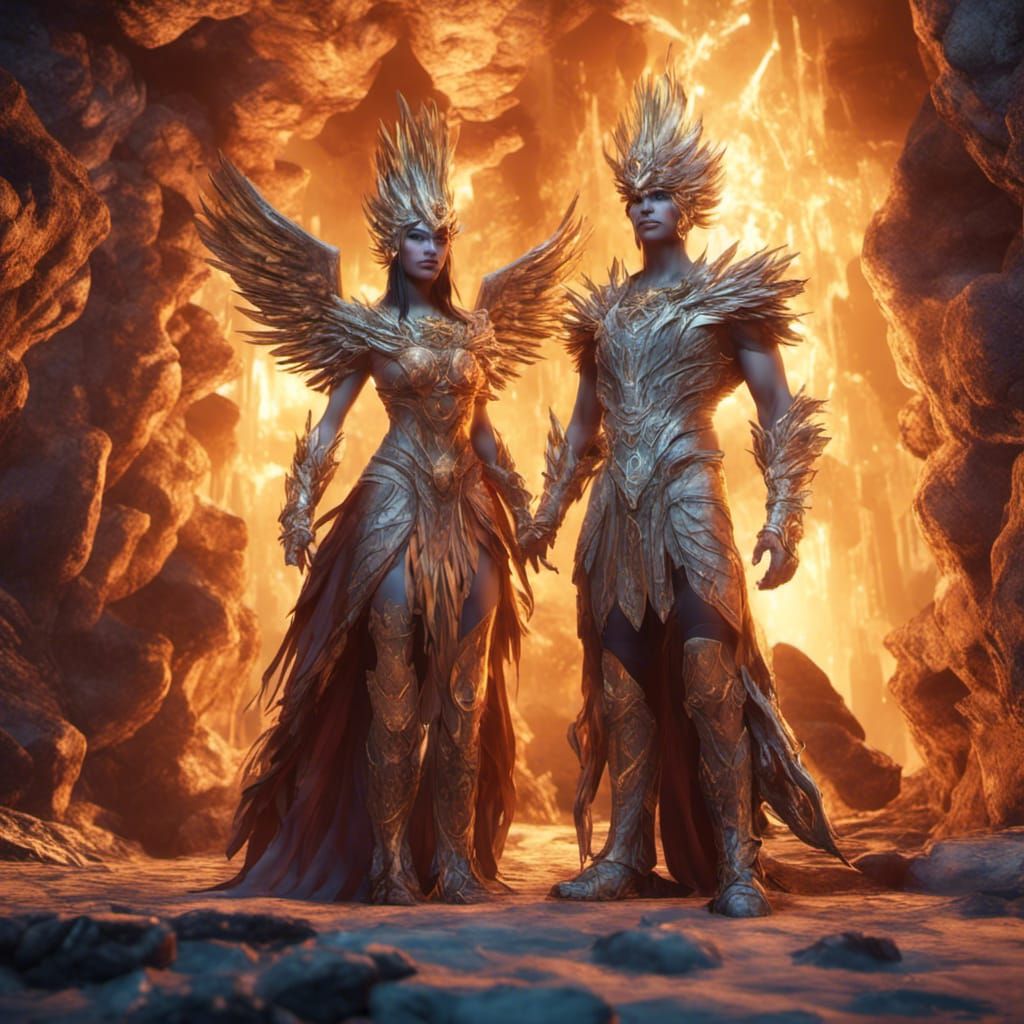 Phoenix King and Queen in Crystalline Caverns