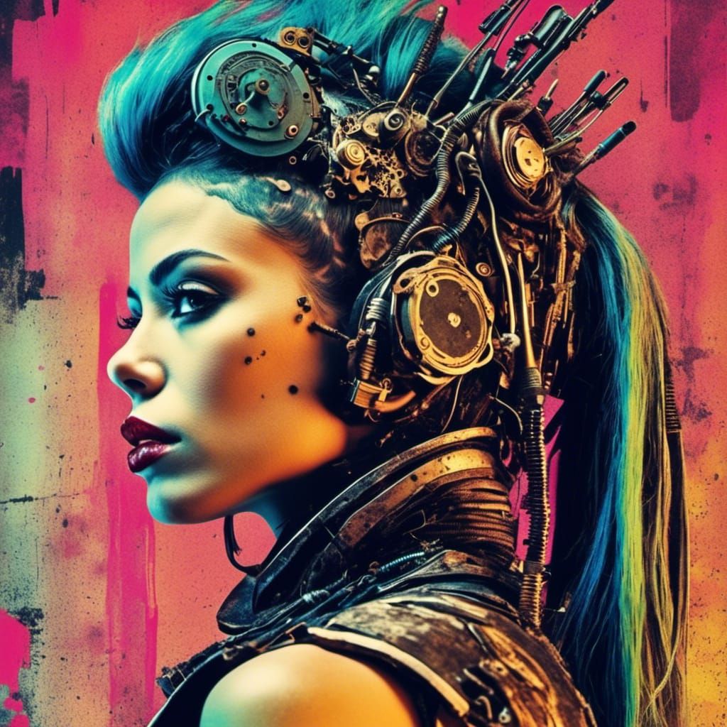 Cyborg Punk Photomontage in Alexandra Eldridge Style