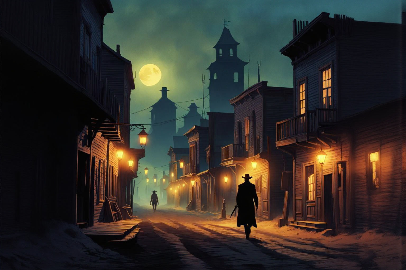 Eerie Western Cowboy in Dark Surrealism Style
