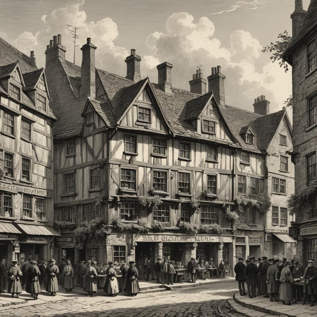 Charming 19th Century Inn Illustration