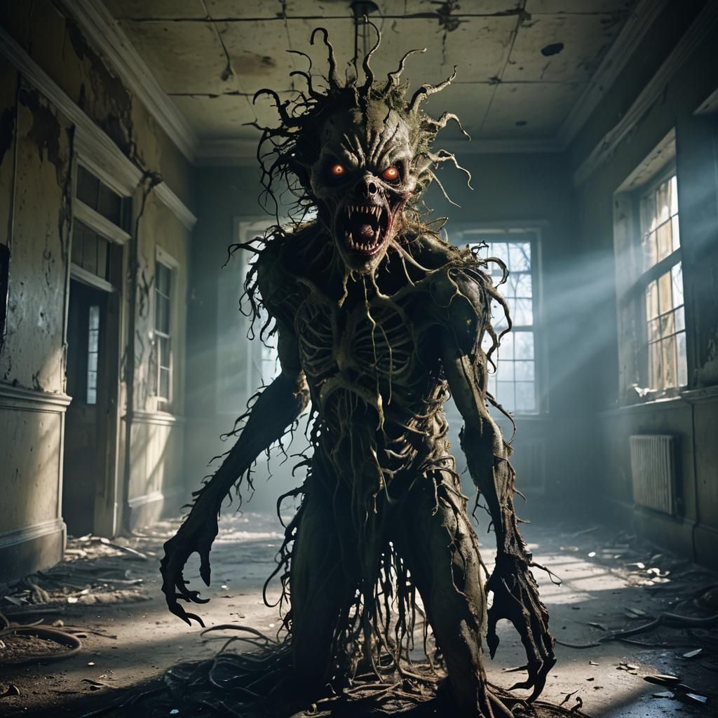 Grotesque Creature Emerges from Dark Asylum
