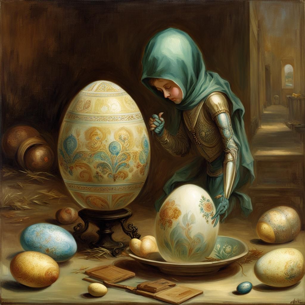 Alien Easter Eggs in Academic Art Style