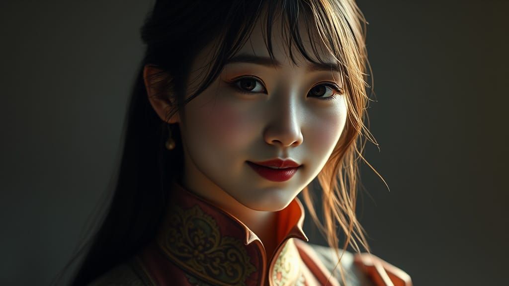 Enigmatic Portrait in Art Nouveau Style